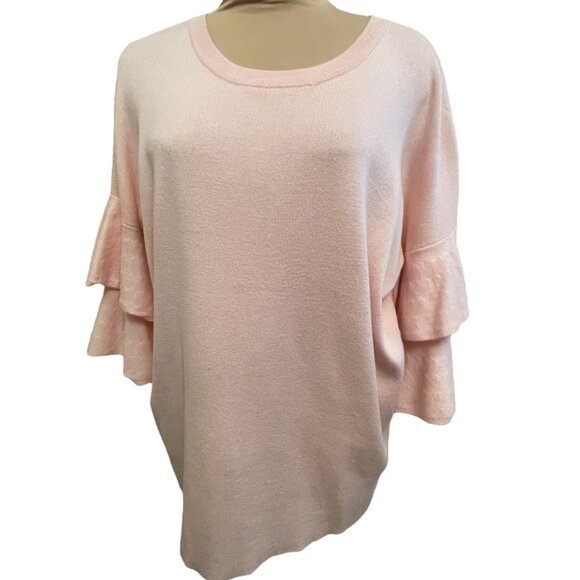 Women's New Directions Pink Short Flutter Sleeve Sweater - Picture 4 of 11